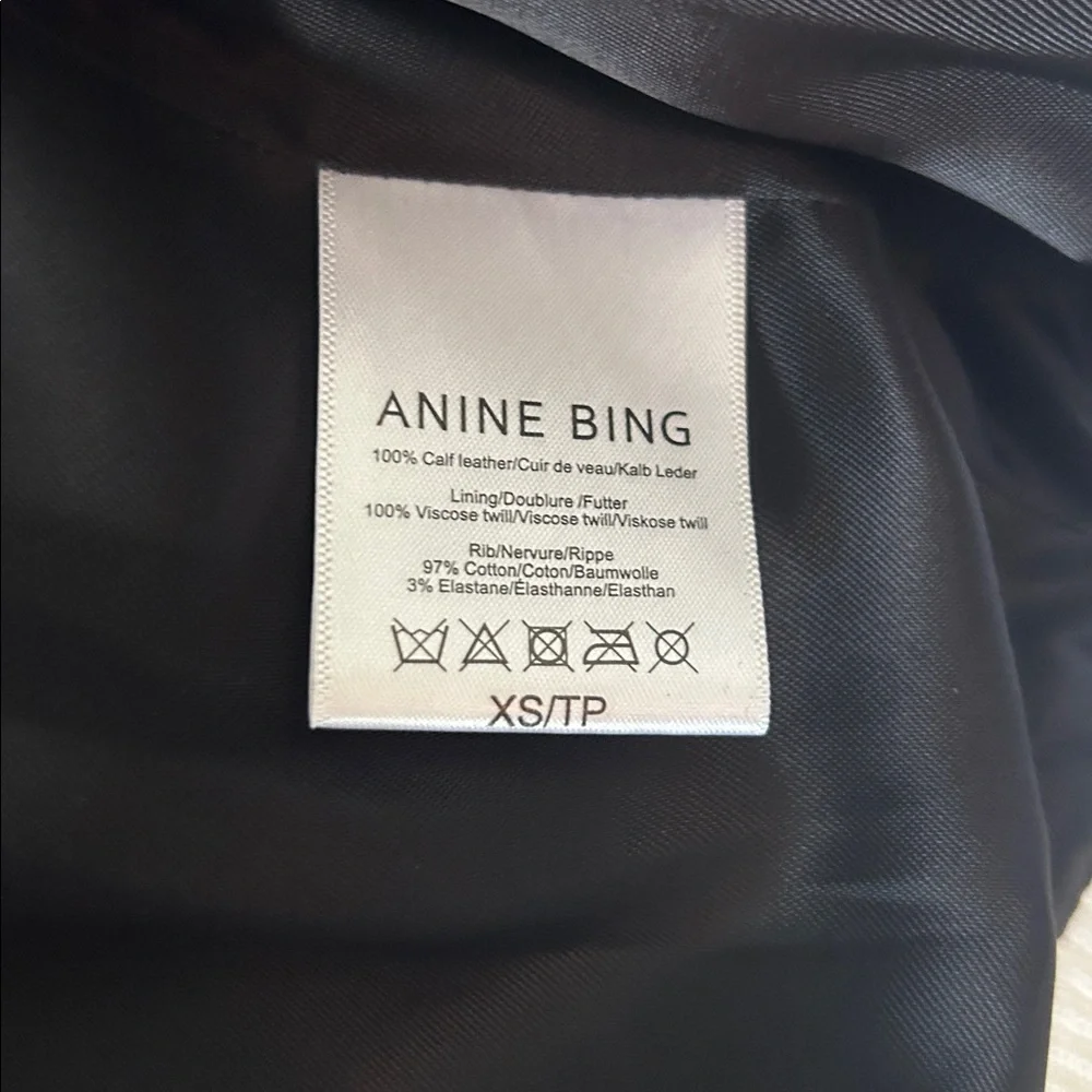 Anine Bing Quinlan Moto Biked Jacket with Varsity Cuffs and Hem - Picture 5 of 12